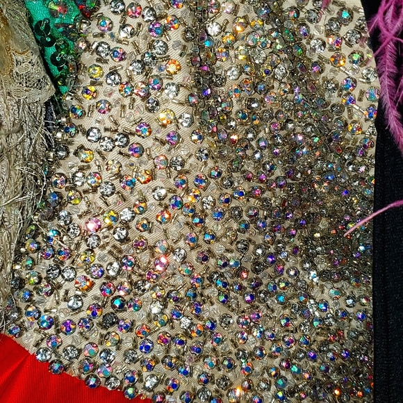 Tiffany Champagne strapless rhinestone embellished red mermaid prom gown 16 - Picture 7 of 7